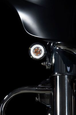 Blinkers fram Custom Dynamics ProBEAM Amber Dynamic Ringz vit H-D 85-upp