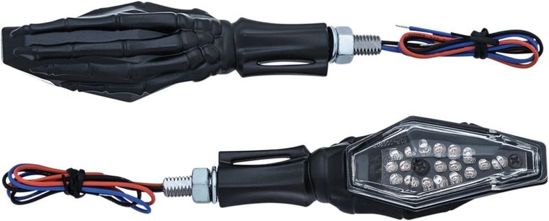 Blinkers Kuryakyn Skeleton Hand svart stam svart huvud ECE