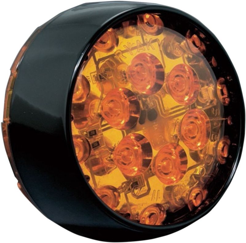 Blinkersinsatser Kuryakyn bullet-stil orange LED orange glas svart ring ECE