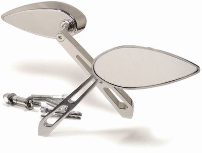 Backspegel Teardrop billet 5x2, 5 arm, passar höger/vänster, krom