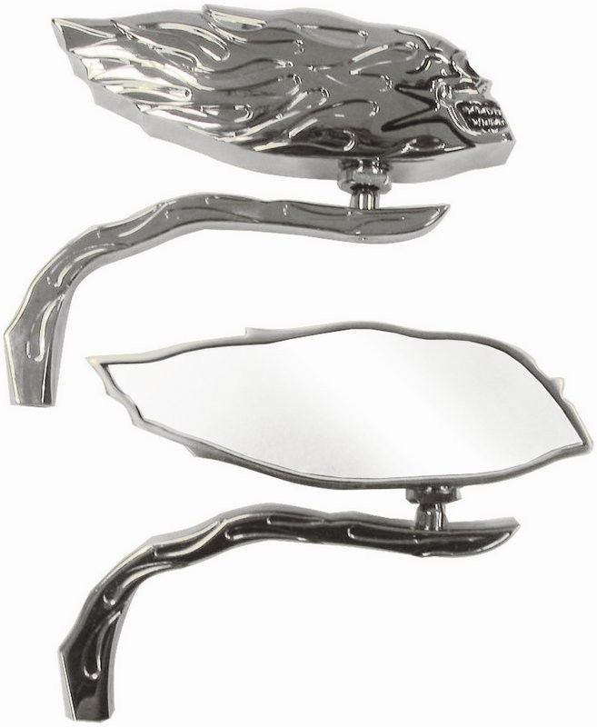 Backspegel Skull Rider m. örnklo arm höger+vänster, kromad