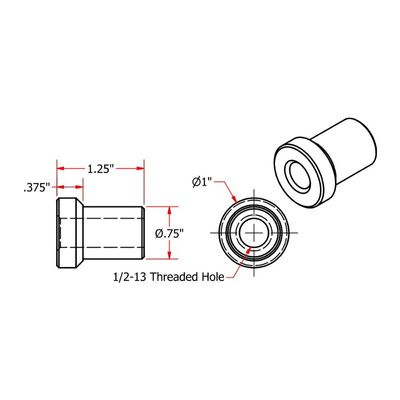 Svetsinsatser riser TC Bros 1" (1/2-13) (2-pack)