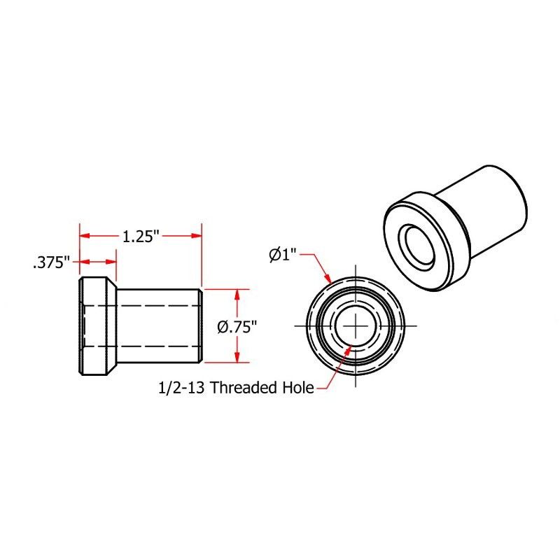 Svetsinsatser riser TC Bros 1" (1/2-13) (2-pack)