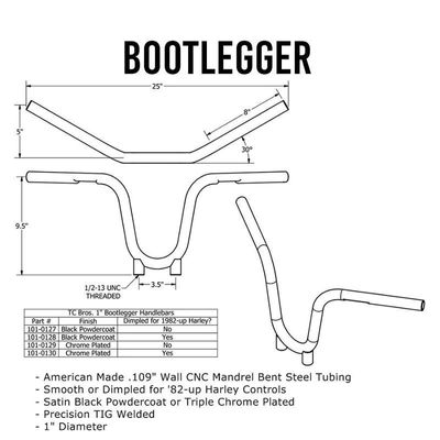 Styre TC Bros Bootlegger utan dimples krom