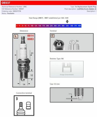 Tändstift Champion L86C Resistor Types koppar