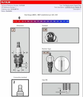 Tändstift Champion RJ19LM Resistor Types koppar Trail Sport Buffalo / TS-500 180 04-06