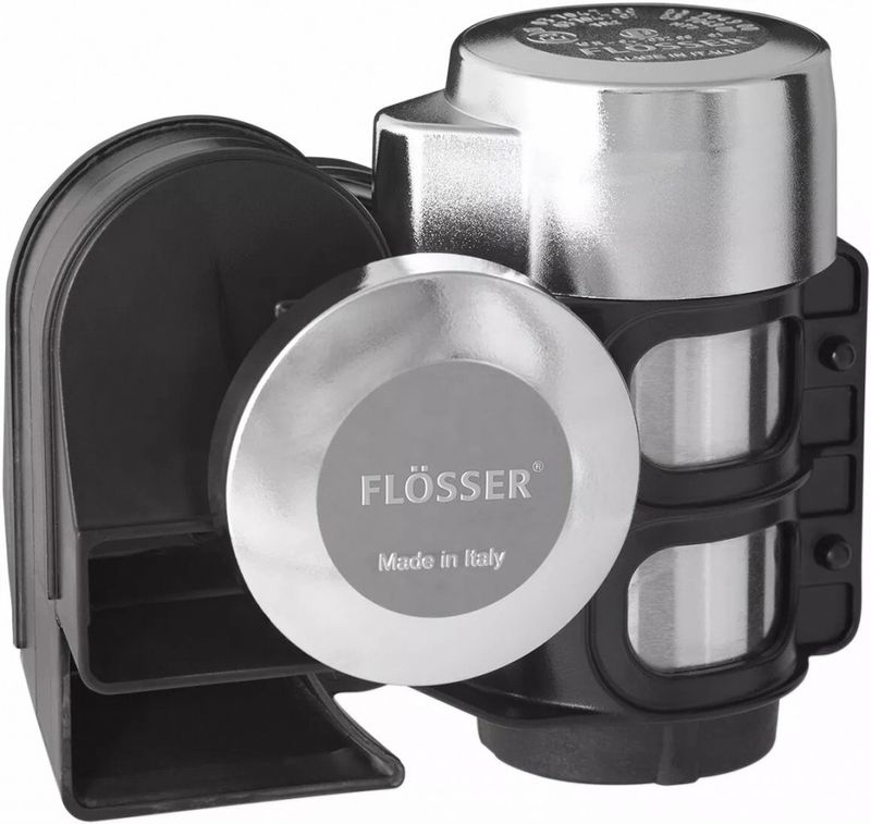 Lufthorn Flösser tvåtonat 520/660 Hz 12 V krom
