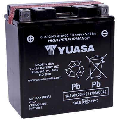 Batteri Yuasa YTX20CH-BS 12 V underhållsfritt 150 x 86 x 160,02 mm svart