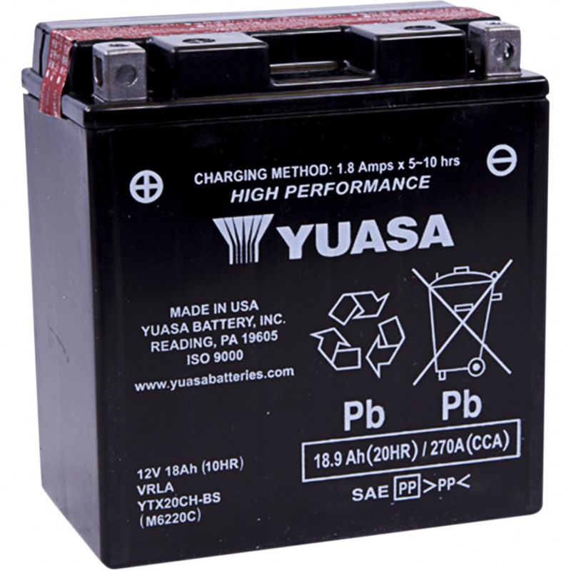Batteri Yuasa YTX20CH-BS 12 V underhållsfritt 150 x 86 x 160,02 mm svart