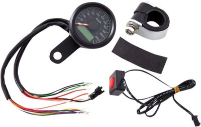 Hastighetsmätare mini programmerbar km/h Drag Specialties 1-7/8" svart med indikatorlampor