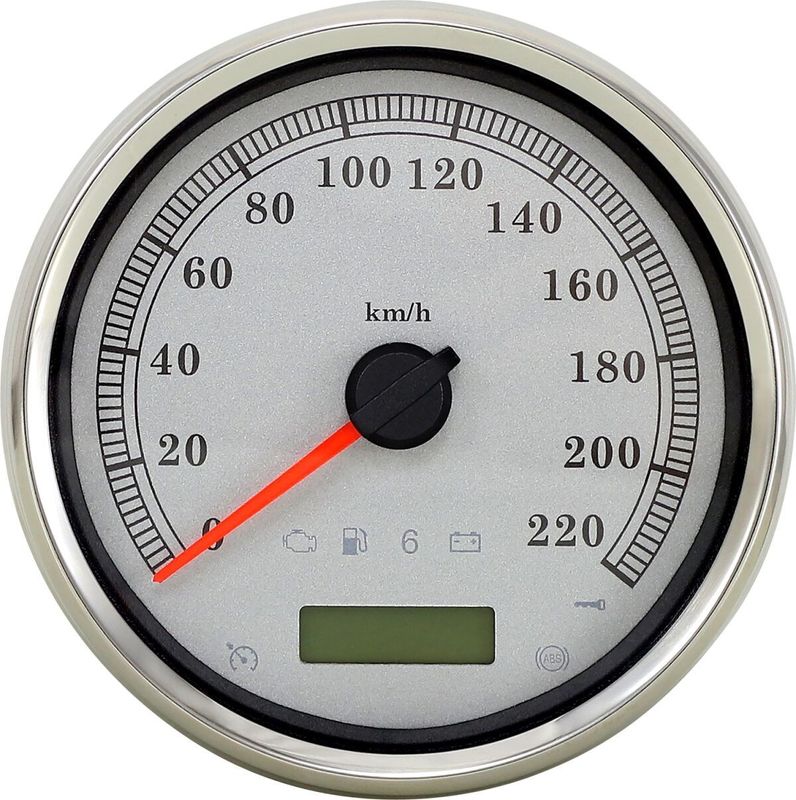 Hastighetsmätare Drag Specialties Programmable 5" silver H-D 04-13