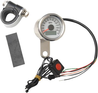 Hastighetsmätare Drag Specialties Programmable Odometer Tripmeter 1.87WHT 1.8 polerad vit