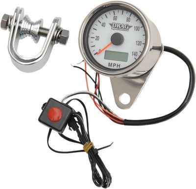 Hastighetsmätare Drag Specialties Programmable Odometer Tripmeter 2.37WHT 2.4 polerad vit