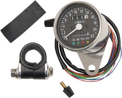 Hastighetsmätare Drag Specialties Indicators 1 4-LED 2.4 LED krom svart