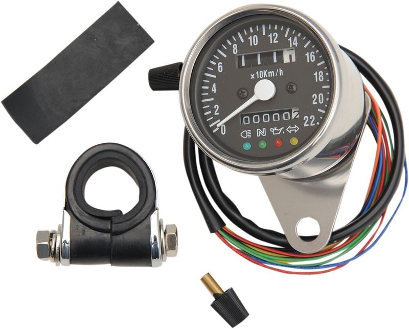 Hastighetsmätare Drag Specialties Indicators 1 4-LED 2.4 LED krom svart