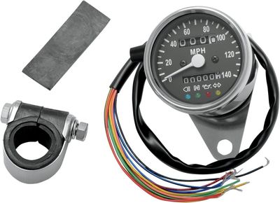 Hastighetsmätare Drag Specialties Indicators 1 W/4 2.4 LED krom svart