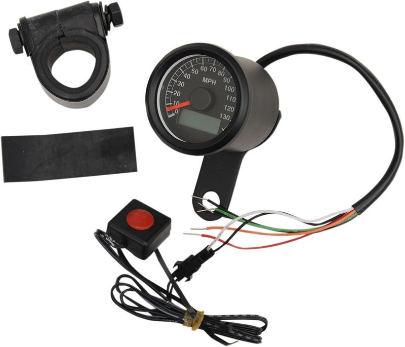 Hastighetsmätare Drag Specialties Programmable Odometer Tripmeter 1.8 H-D 86-03 svart