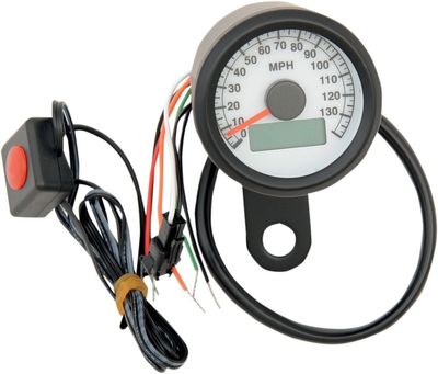 Hastighetsmätare Drag Specialties Programmable Odometer Tripmeter 1.8 H-D 86-03 svart/vit