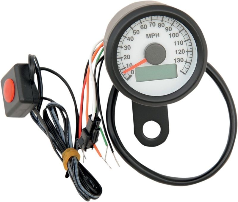 Hastighetsmätare Drag Specialties Programmable Odometer Tripmeter 1.8 H-D 86-03 svart/vit