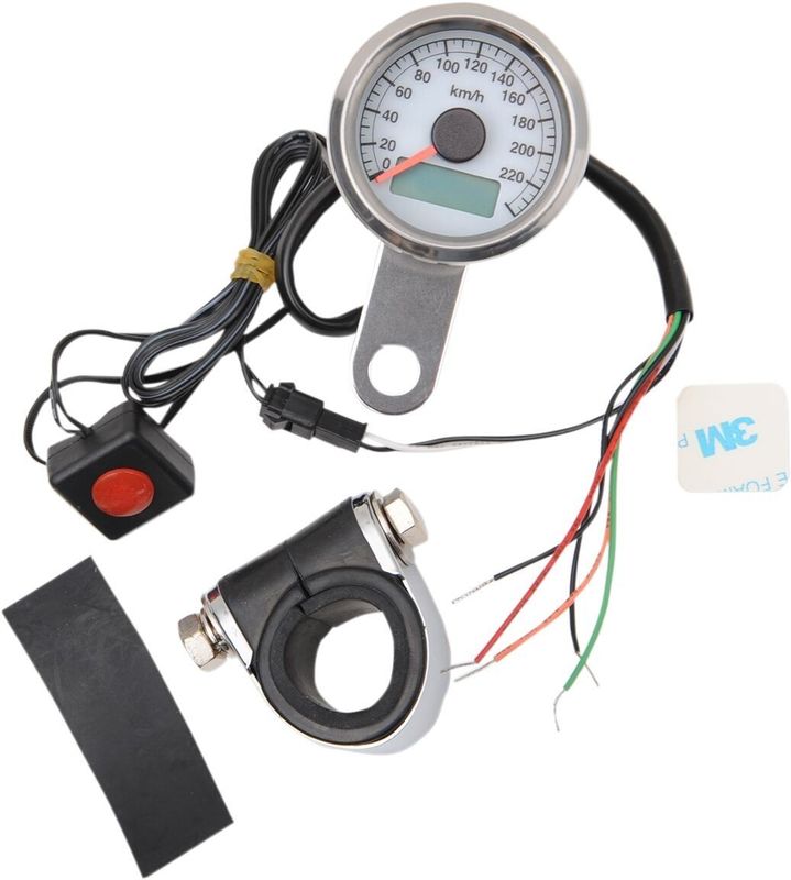 Hastighetsmätare Drag Specialties Programmable Odometer Tripmeter vit