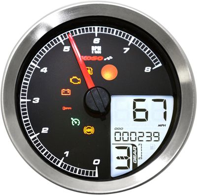 Varvräknare hastighetsmätare Koso North America HD-04 silver Sportster 04-13, Dyna 04-11