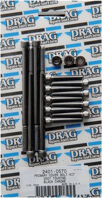 Bultsats primärkåpa Drag Specialties räfflad Touring 07-15 svart/krom