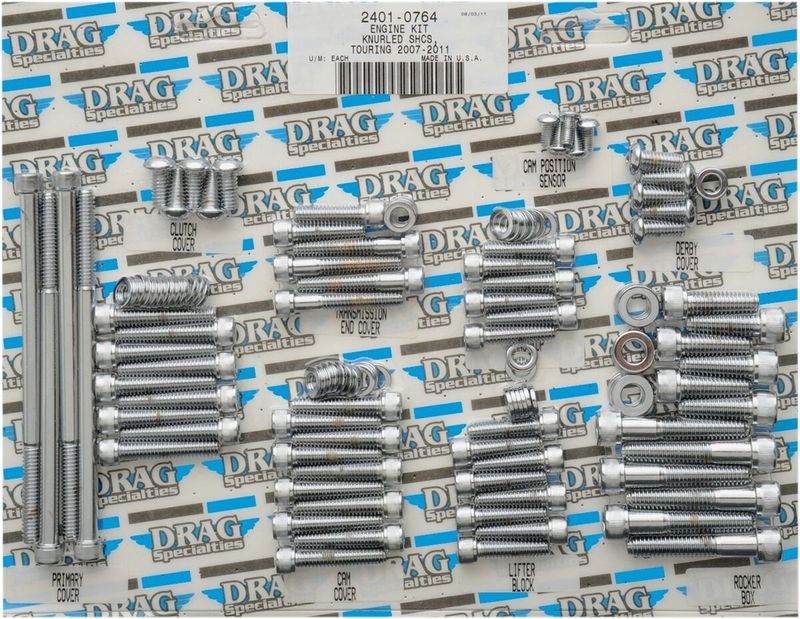 Bultsats Drag Specialties räfflad Touring 07-15 krom
