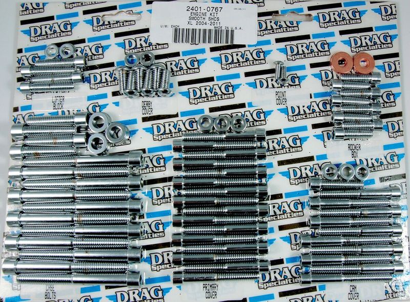 Skruvsats Drag Specialties krom slät Sportster 04-22