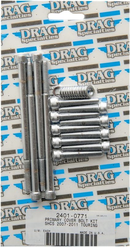 Bultsats primärkåpa Drag Specialties räfflad Touring 07-15 krom