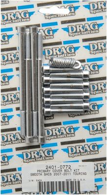 Bultsats primärkåpa Drag Specialties slät Touring 07-15 krom