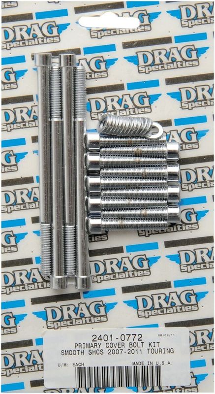 Bultsats primärkåpa Drag Specialties slät Touring 07-15 krom