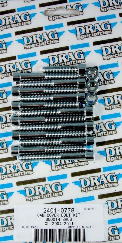 Skruvsats kamkåpa Drag Specialties krom slät Sportster 04-15
