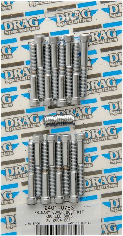 Skruvsats primärkåpa Drag Specialties krom räfflad Sportster 04-22