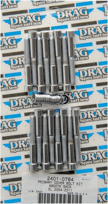 Skruvsats primärkåpa Drag Specialties krom slät Sportster 04-22
