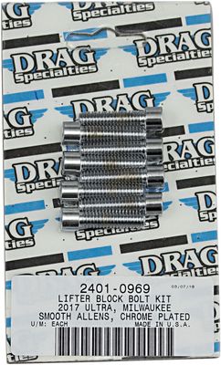 Skruvsats Drag Specialties M-Eight Block M8LFTBLK slät krom H-D 17-24