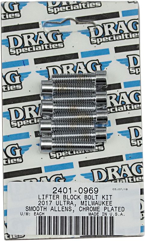 Skruvsats Drag Specialties M-Eight Block M8LFTBLK slät krom H-D 17-24
