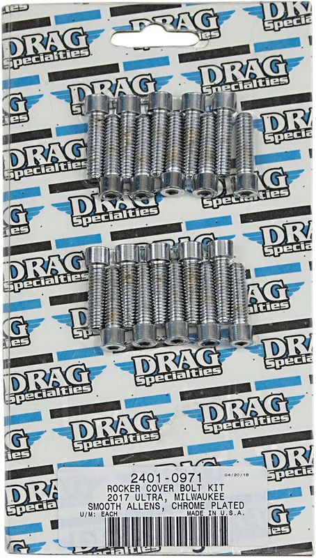 Skruvsats Drag Specialties M-Eight Rocker Box slät krom H-D 17-24