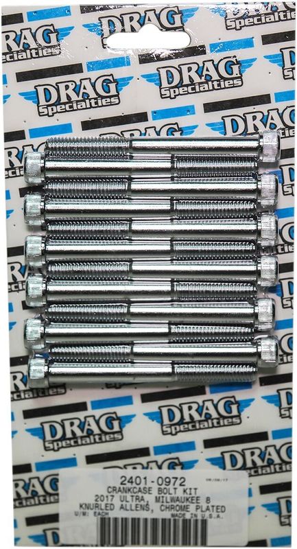 Skruvsats Drag Specialties M-Eight M8CRKCAS räfflad krom Touring 17-24