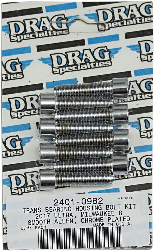 Skruvsats Drag Specialties M-Eight Tranmission slät krom H-D 17-24