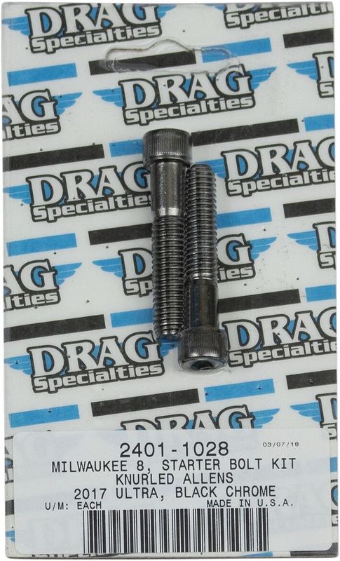 Skruvsats Drag Specialties M-Eight räfflad svart H-D 17-upp MK781BK