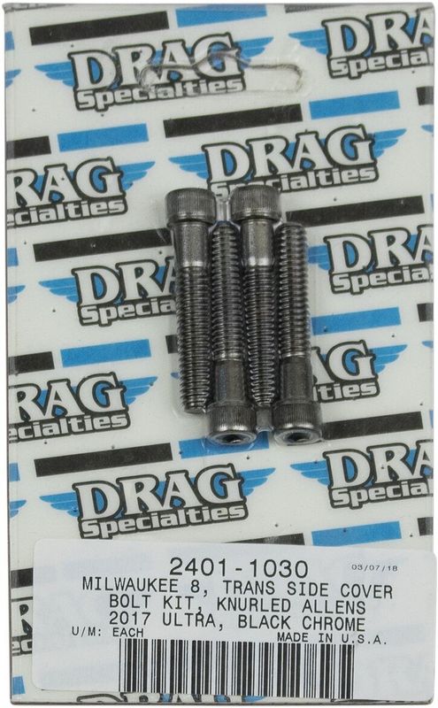 Skruvsats Drag Specialties M-Eight Tranmission räfflad svart Touring 17-24, Trike 19