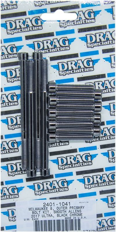 Skruvsats Drag Specialties M-Eight Outprim slät svart Touring 17-24, Trike 19