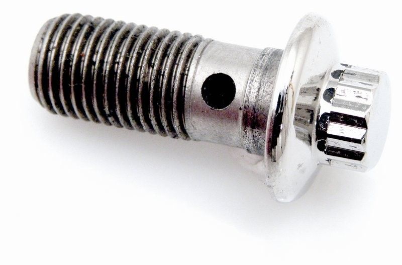 Banjoskruv, rostfri polerad, passar H-D 3/8 (10mm) bromsledning