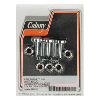 Bult- och muttersats bromsskiva bak Colony krom Torx Big Twin 92-26