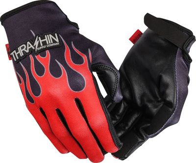 Handskar Thrashin Supply Flame Stealth Leather Palm röd