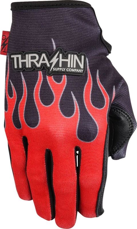 Handskar Thrashin Supply Flame Stealth Leather Palm röd