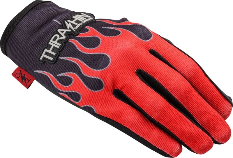 Handskar Thrashin Supply Flame Stealth Leather Palm röd