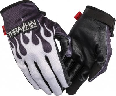 Handskar Thrashin Supply Flame Stealth Leather Palm grå