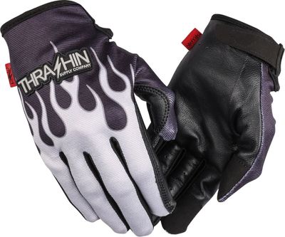 Handskar Thrashin Supply Flame Stealth Leather Palm grå