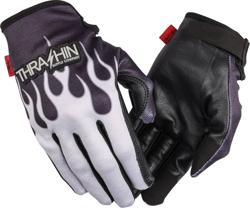 Handskar Thrashin Supply Flame Stealth Leather Palm grå